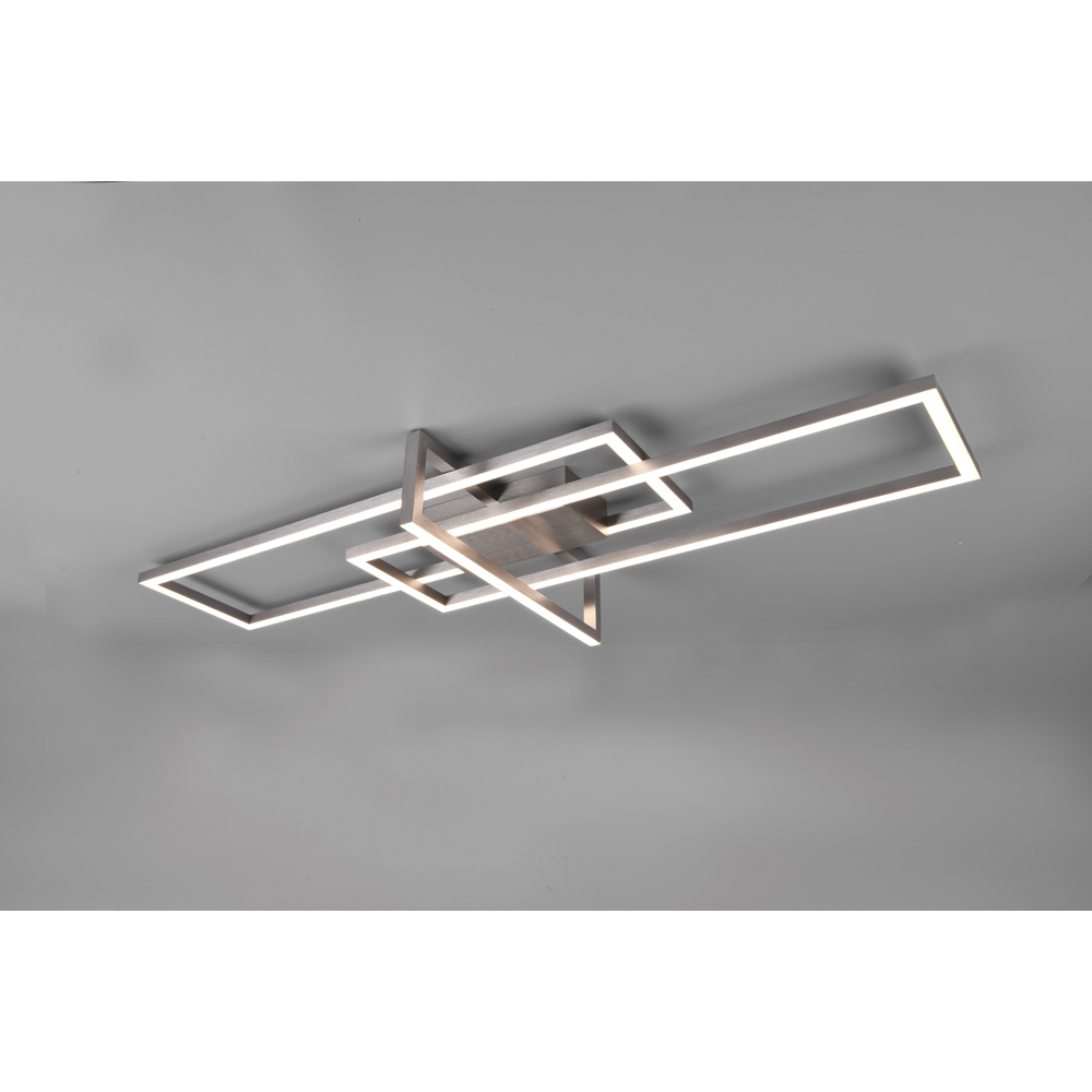 TRIO Salinas Matt Nickel Rectangular LED Ceiling Light Image 2