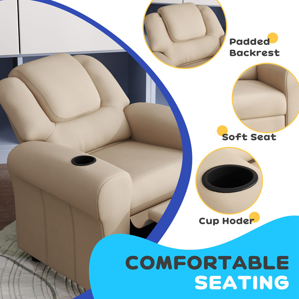 Tommy Toys Black Kids Recliner with Adjustable Backrest and Footrest Image 5