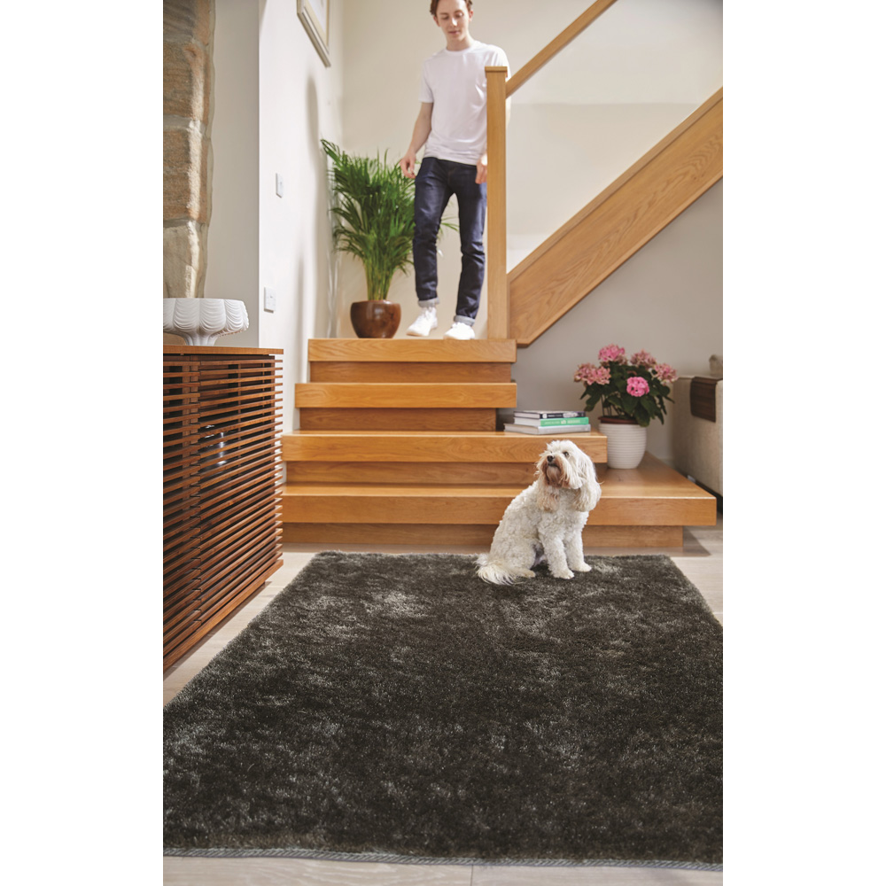 Origins Charcoal and Black Glamour and Shimmer Rug 80 x 150cm Image 2