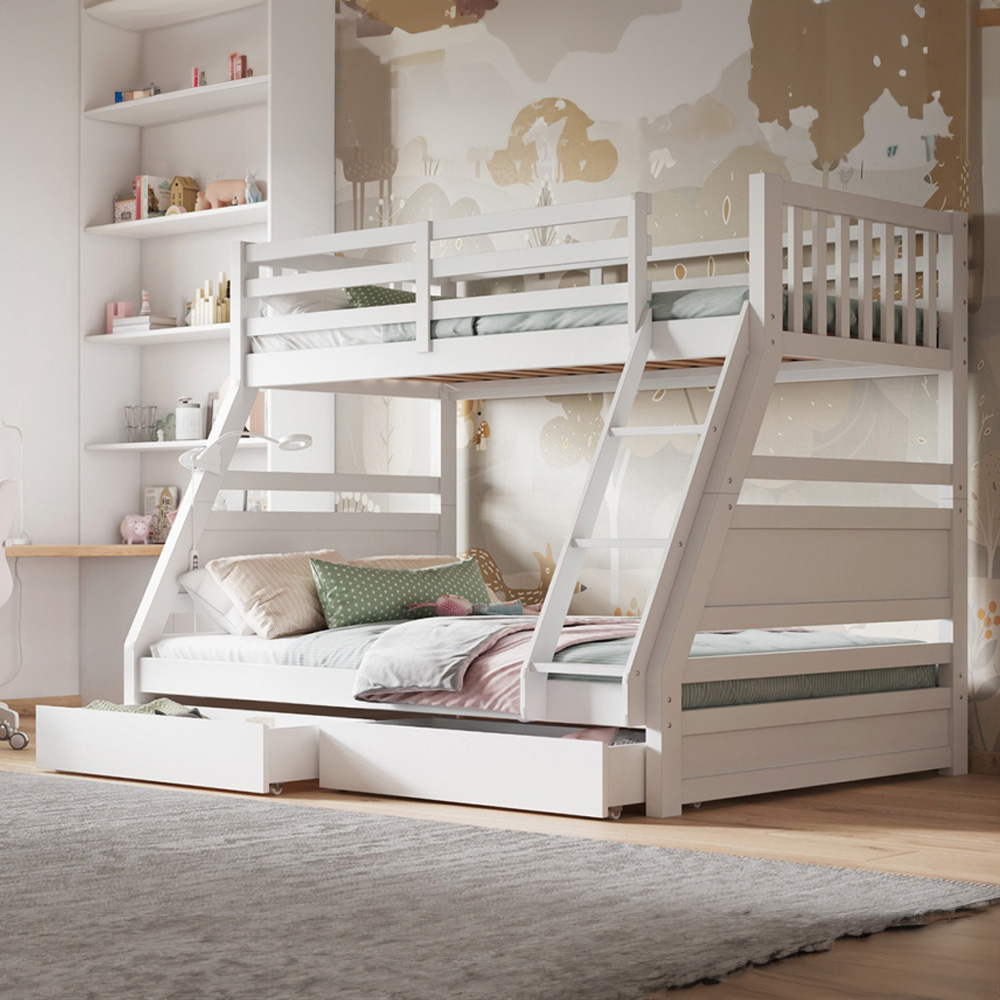 Flair Ollie Triple Sleeper White 2 Drawer Wooden Bunk Bed Image 1
