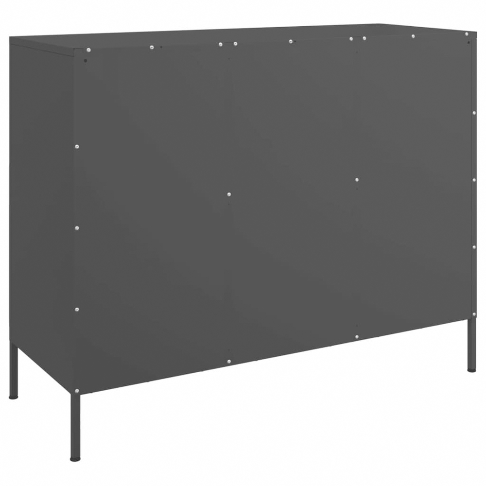 vidaXL 6 Door Black Metal Sideboard Image 8
