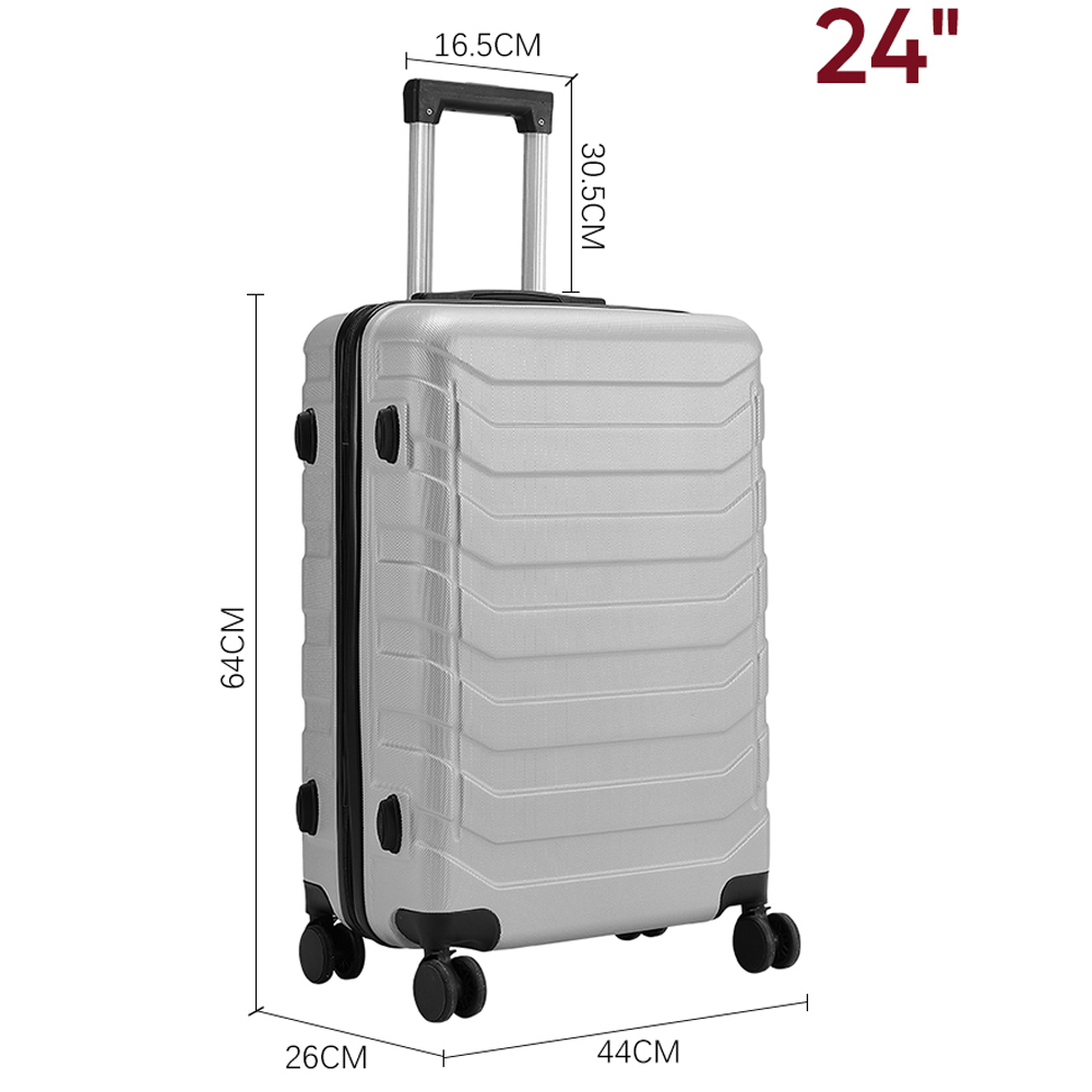 H&O Direct Medium Grey Lightweight Hardshell Travel Suitcase Image 6