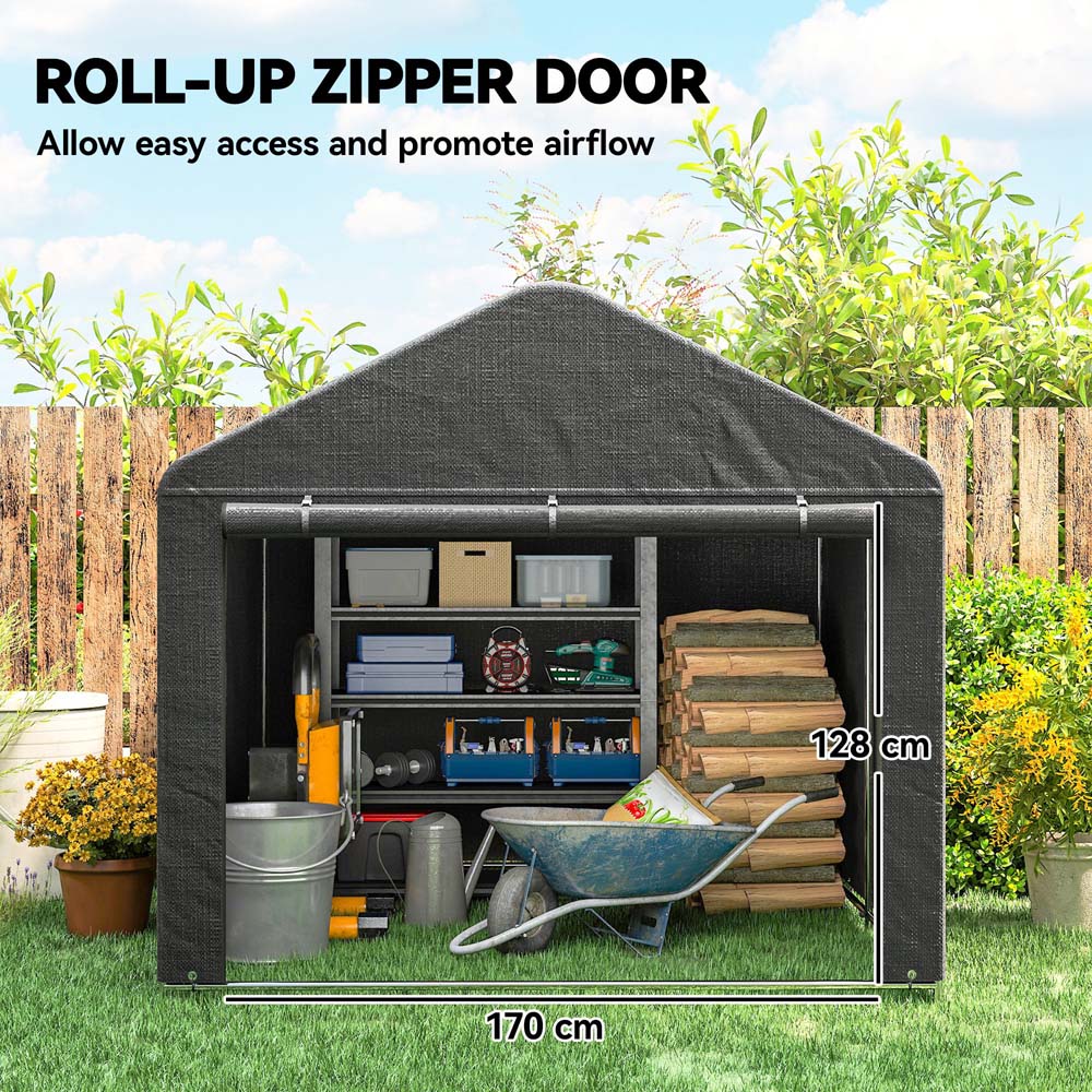 Outsunny 6.6 x 7.8ft Dark Grey Garden Bike Storage Shed Image 5