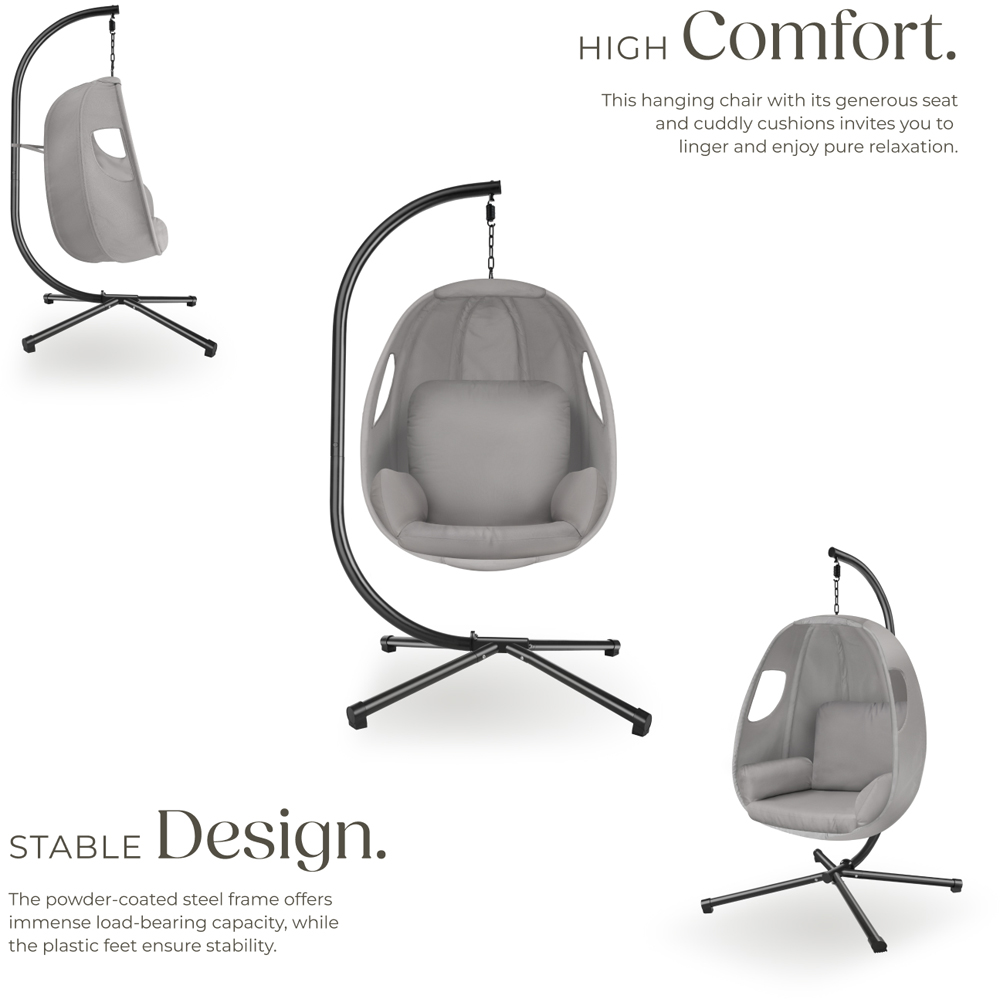 tectake Anika Light Grey Hanging Egg Chair Image 3