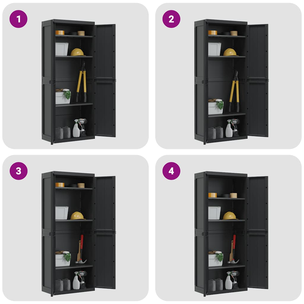 vidaXL 2 Door Black Outdoor Storage Cabinet Image 7