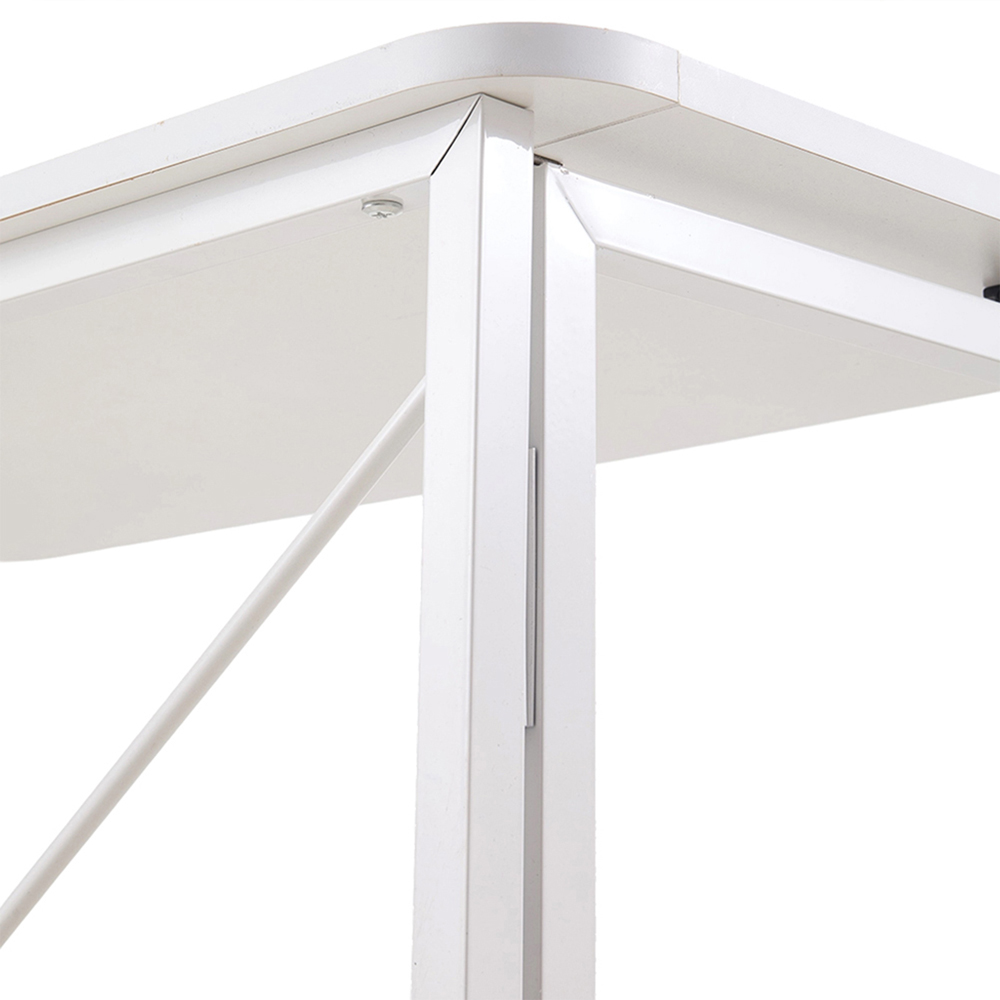 Living and Home Metal Frame Foldable Office Desk with Lockable Casters Cream White Image 4
