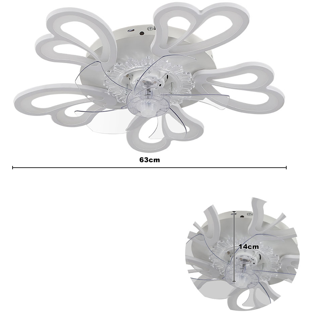 Living and Home White Double Petal Ceiling Fan Light with Remote Control and Bluetooth 25 inch Image 9