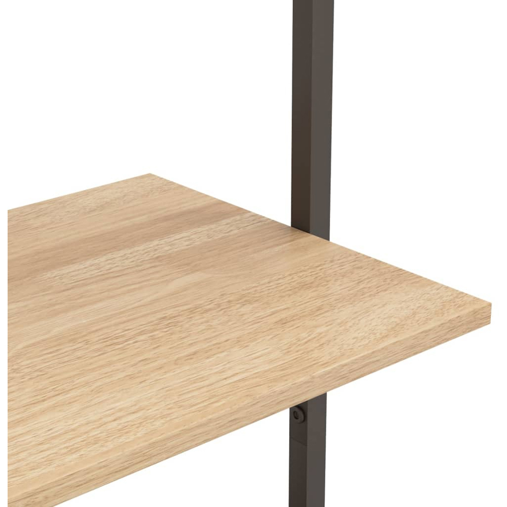 vidaXL 5 Shelf Light Brown Wood and Steel Leaning Bookcase Image 6