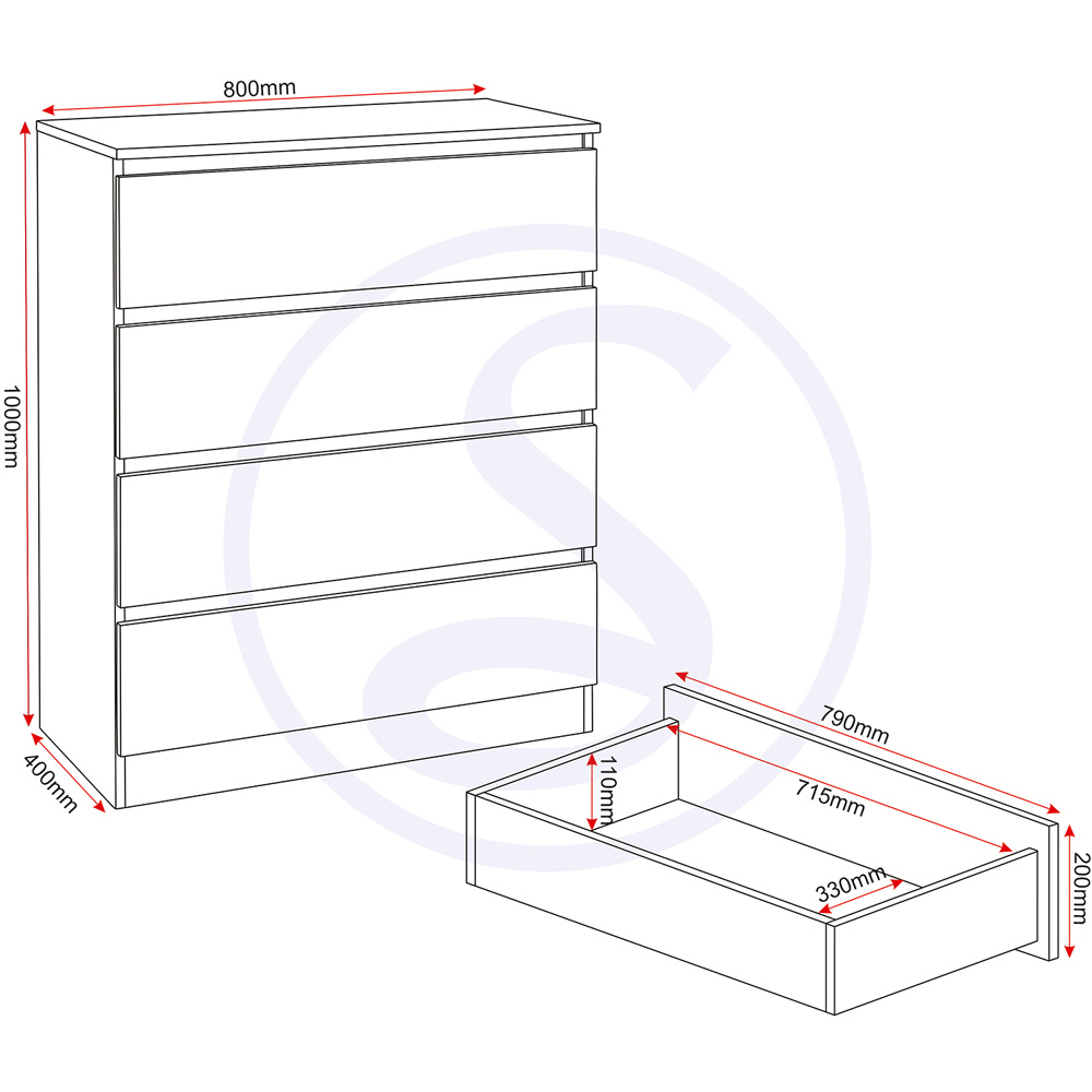 Seconique Malvern 4 Door Wardrobe Urban Snow Bedroom Furniture Set Image 8