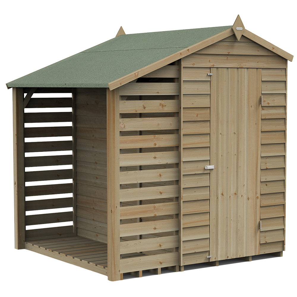 Forest Garden 4LIFE 4 x 6ft Single Door Lean To Apex Shed Image 1