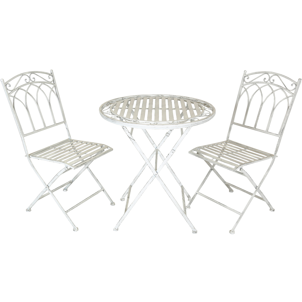 Charles Bentley Wrought Iron 2 Seater Bistro Set White Image 2