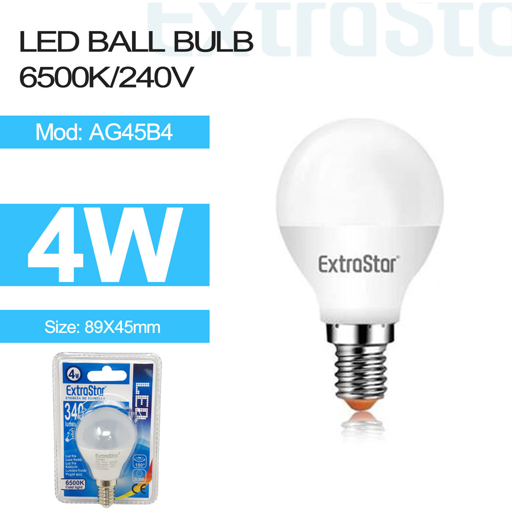 ExtraStar 6 Pack E14 4W Daylight G45 Golf Ball LED Light Bulb Image 2