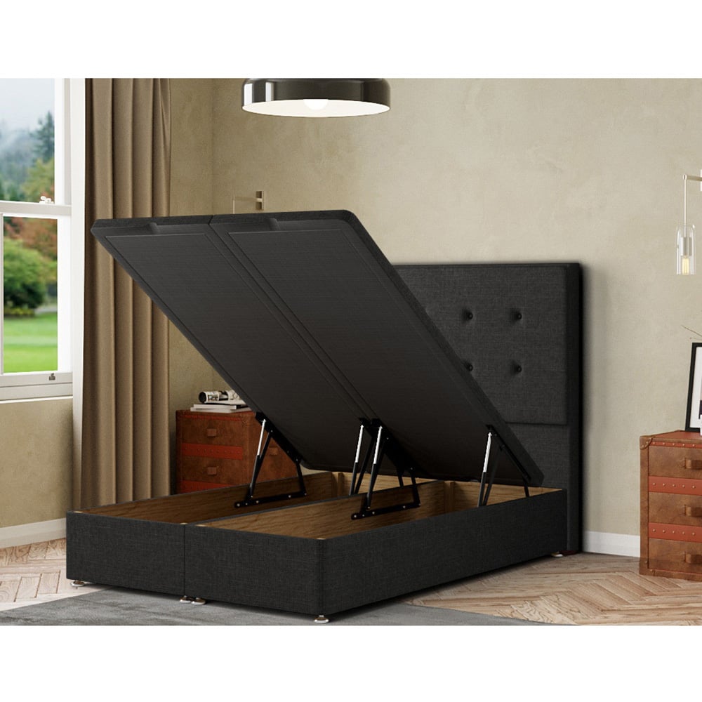 Eleganza Darlington Super King Black Linen Ottoman Bed with Floor Standing Headboard Image 2