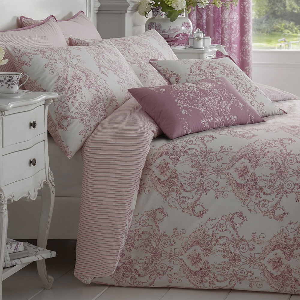 Bellissimo Home Super King Pink Toile Duvet Set Image 2