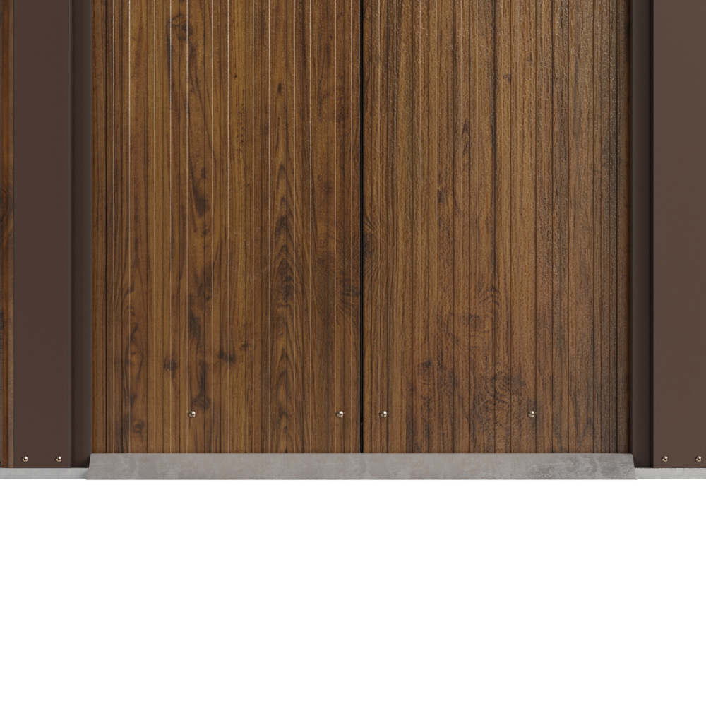 Living and Home 8 x 4ft Brown Wood Grain Finish Metal Pent Garden Shed Image 4