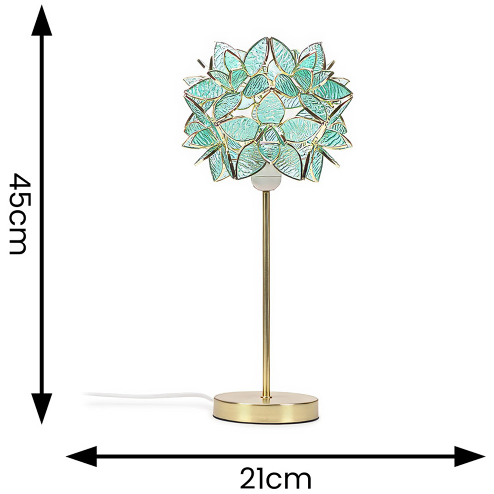 ValueLights Charlie Aqua Flower Shade Gold Table Lamp and Bulb Image 5