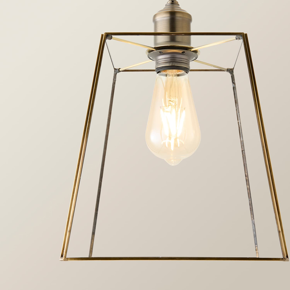 ValueLights Susie Glass Shade Brushed Brass Adjustable Drop LED Ceiling Pendant Light with Bulb Image 3