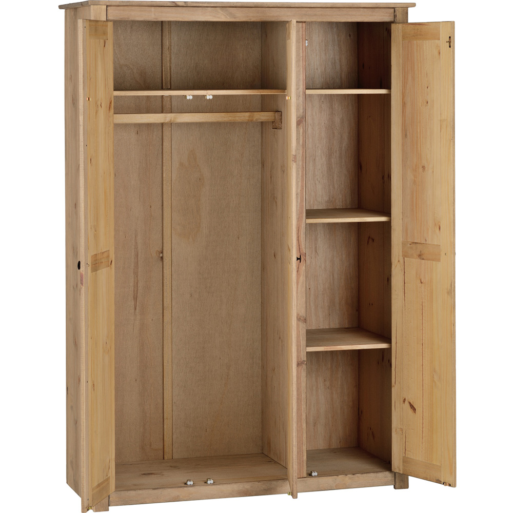 Seconique Panama 3 Door Natural Wax Wardrobe Image 4