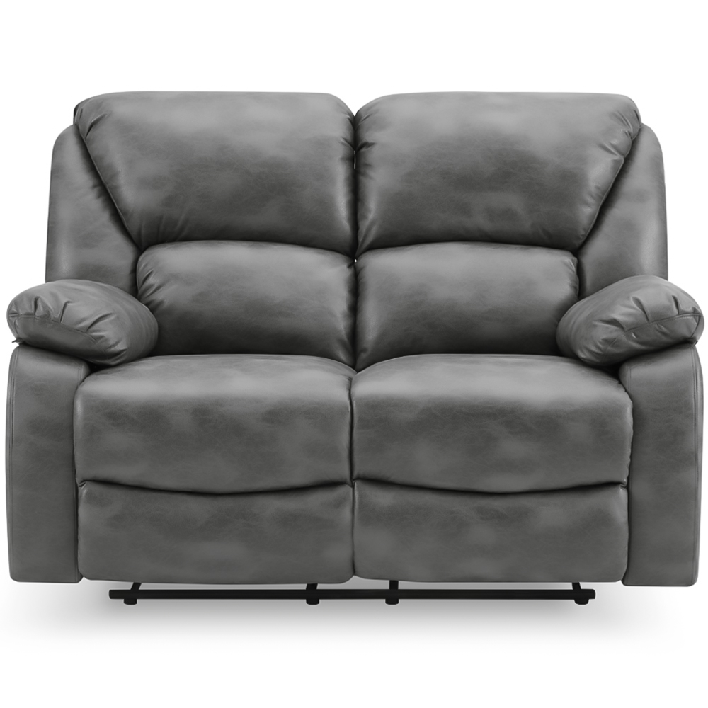 Home Detail Enoch 2 Seater Grey Faux Leather Manual Recliner Sofa | Wilko