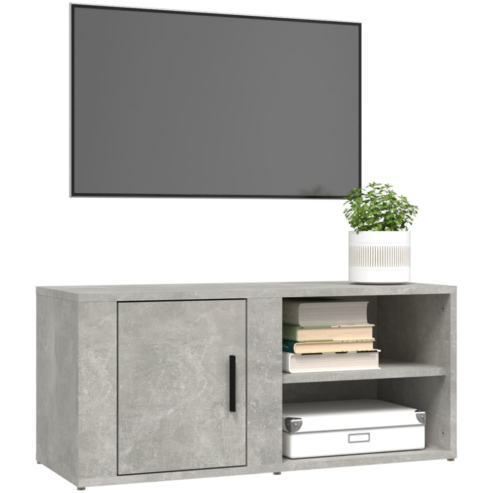 vidaXL Single Door 2 Shelf Concrete Grey TV Cabinet Set of 2 Image 3