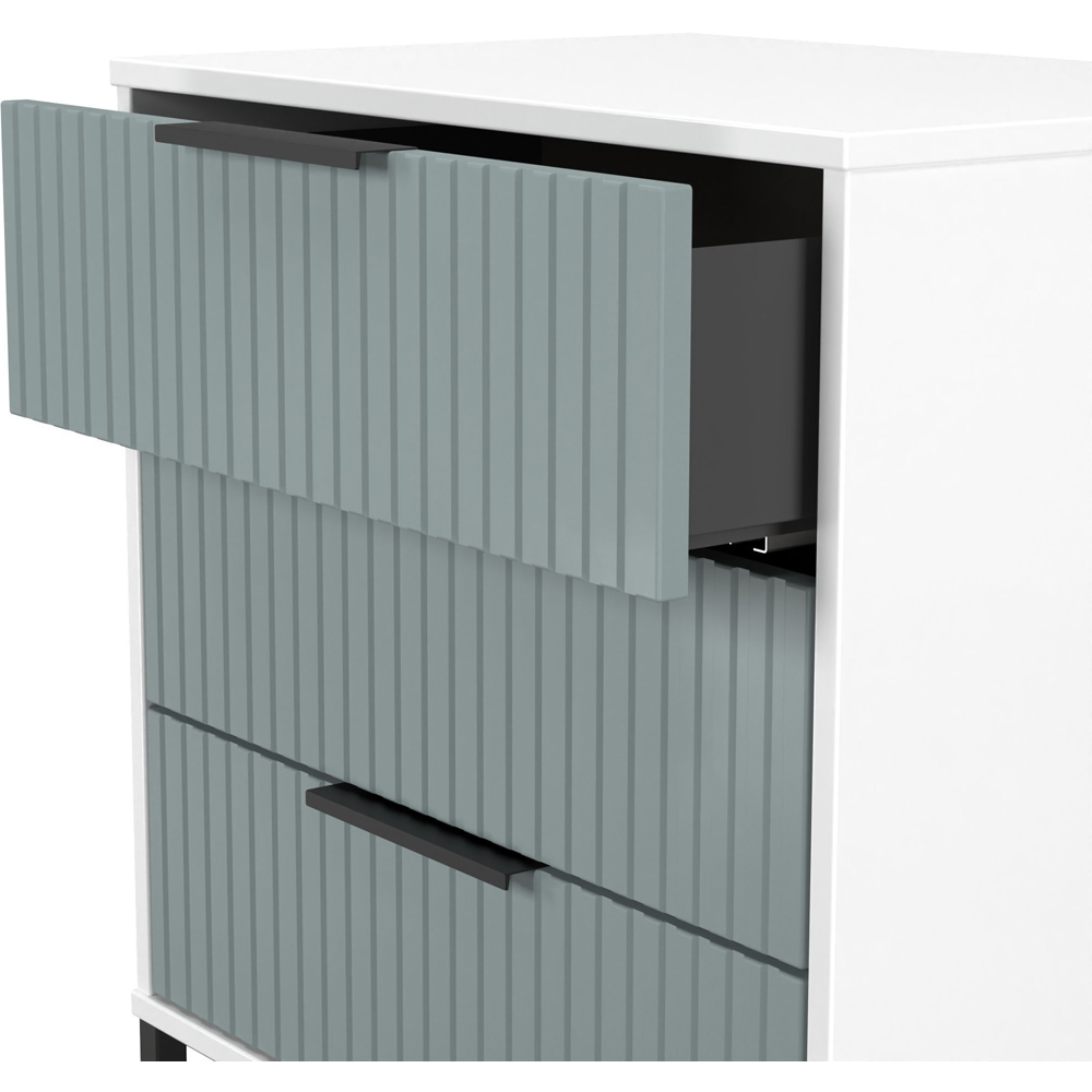 Crowndale Fluted 3 Drawer Duck and White Matt Midi Chest of Drawers Ready Assembled Image 6