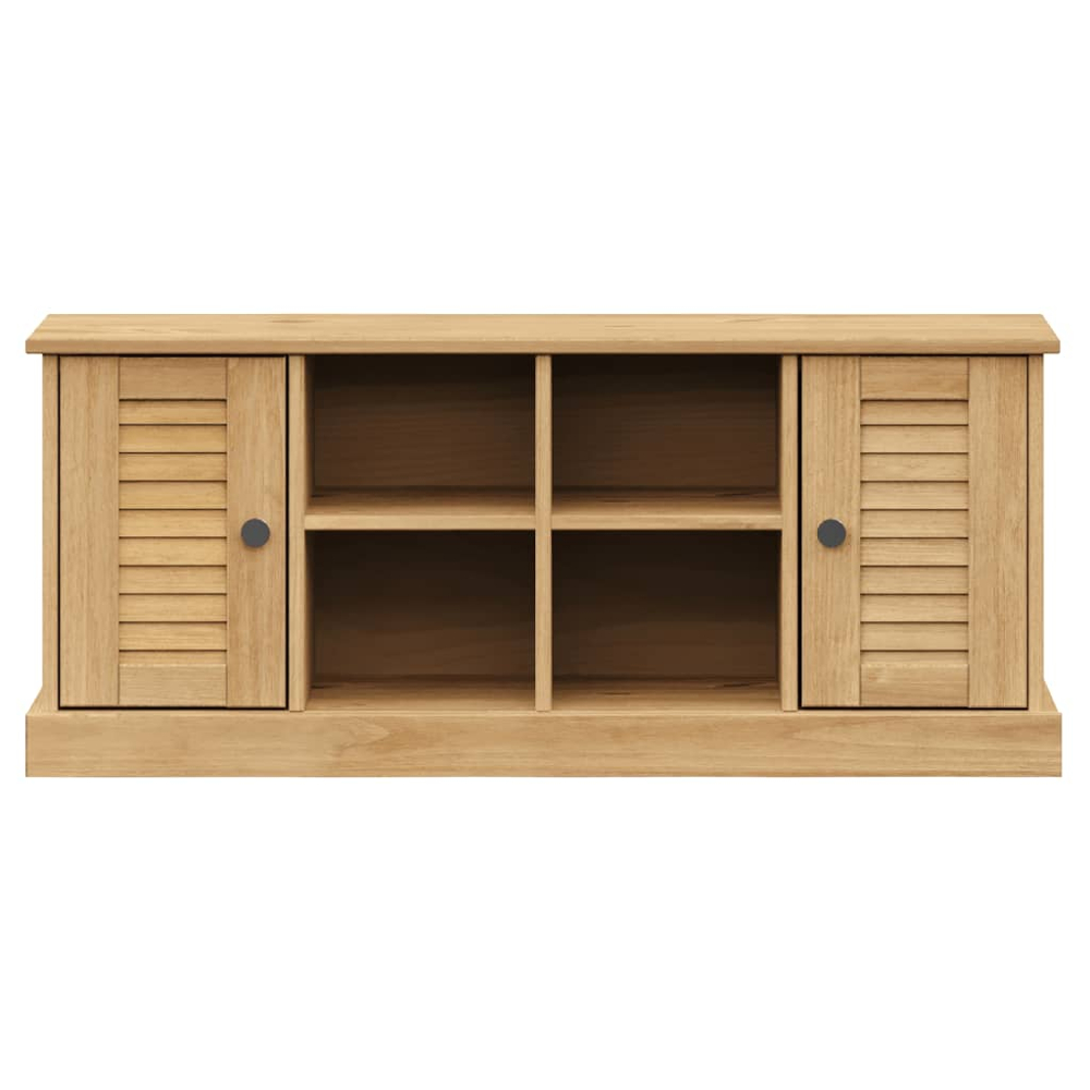 vidaXL 2 Door 4 Shelf Brown Solid Pine Wood Shoe Bench Image 4