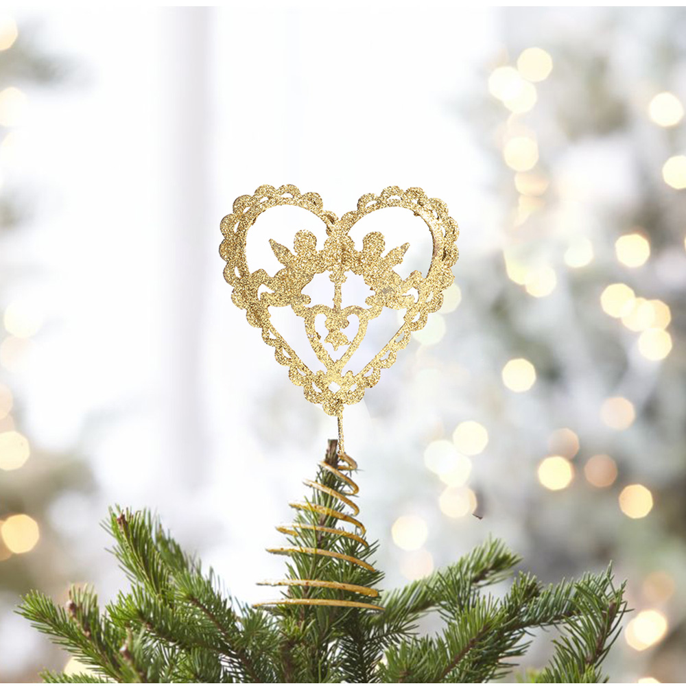 Living and Home Gold Heart Christmas Tree Topper Wilko