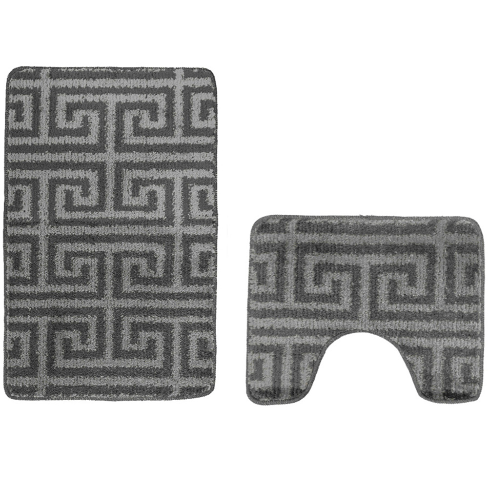 Velosso Luxe Grey Bath Mat Set Image 3
