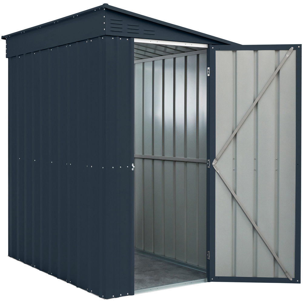 Globel 4 x 6ft Single Door Grey Metal Lean To Garden Shed Image 4