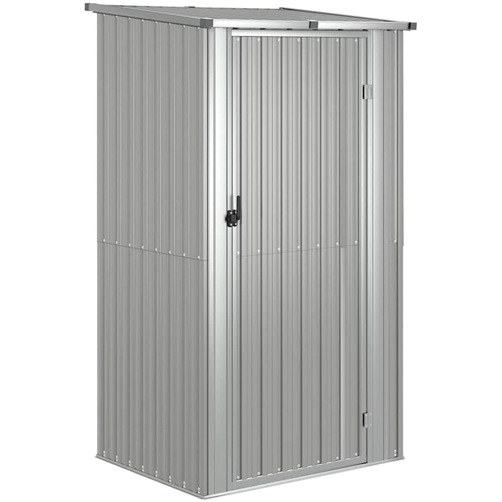 vidaXL 3.9 x 3.2ft Grey Galvanised Steel Pent Garden Shed Image 1