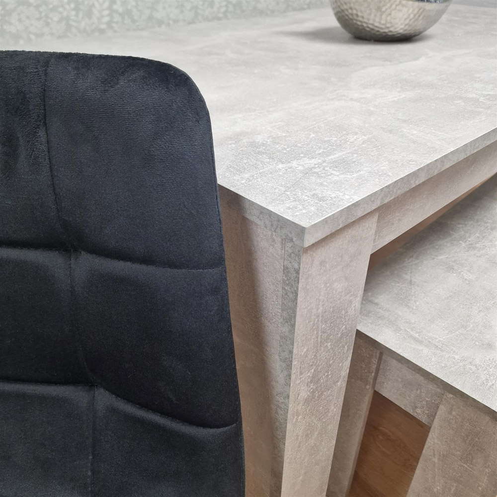 Kosy Koala 6 Seater Tufted Velvet Dining Set with Benched Stone Grey and Black Image 6