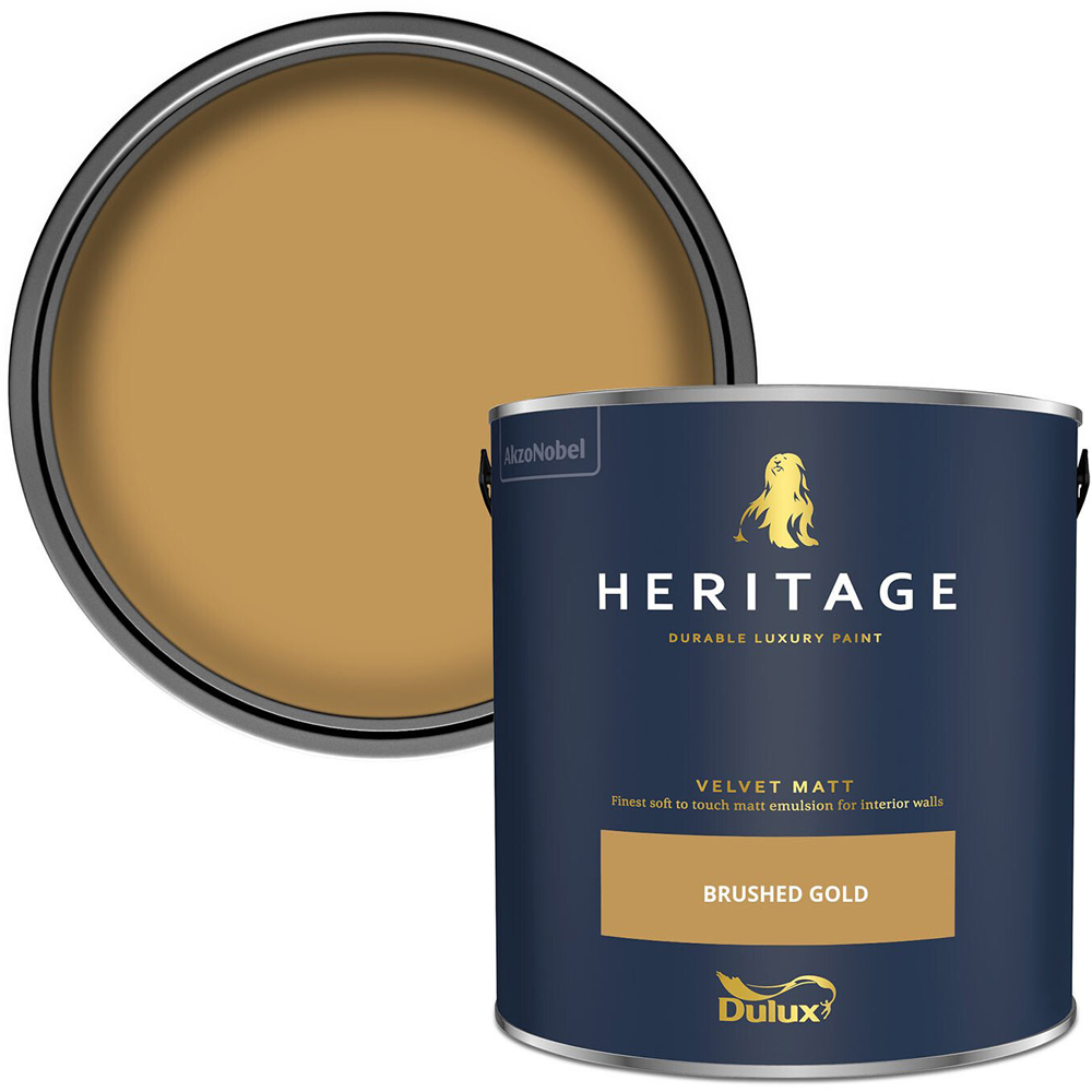 Dulux Heritage Walls and Ceilings Brushed Gold Velvet Matt Emulsion Paint 2.5L Image 1