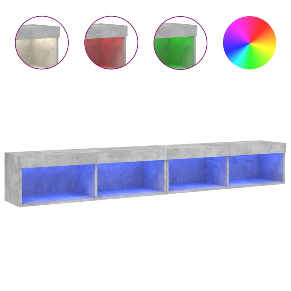 vidaXL 2 Shelf Concrete Grey TV Cabinet Set of 2 Image 1