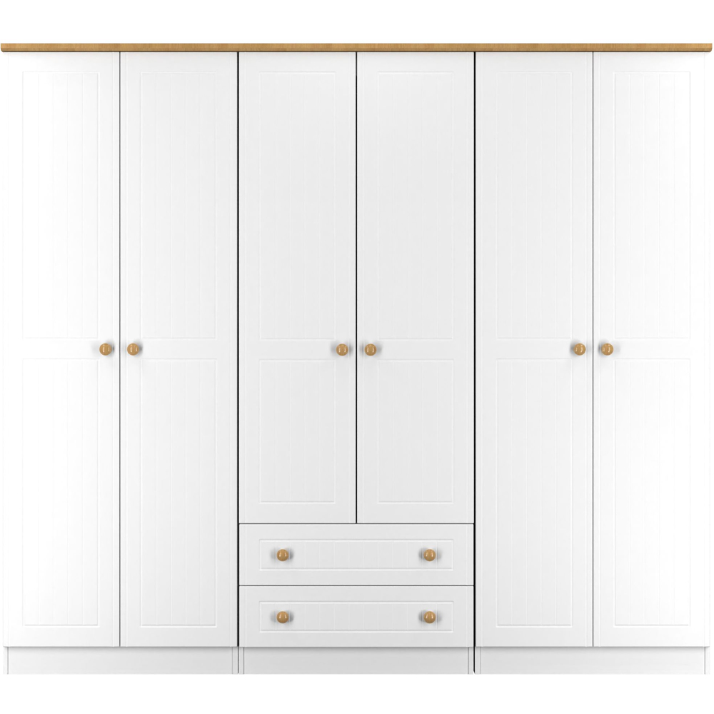 Crowndale Warwick 6 Door 2 Drawer White Ash and Modern Oak Wardrobe Ready Assembled Image 2