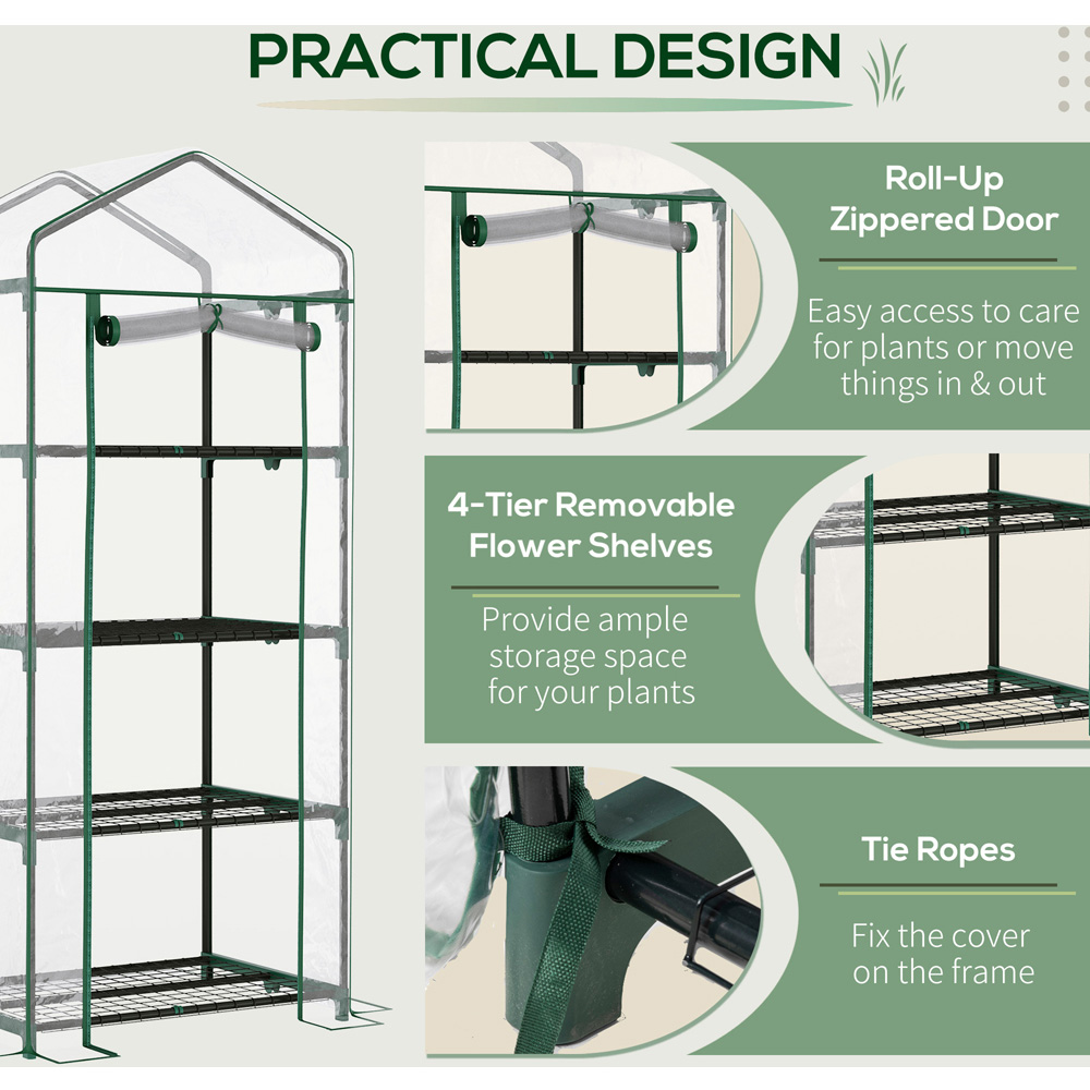 Outsunny Clear 2.3 x 1.6ft 4-Tier Mini Greenhouse Image 6