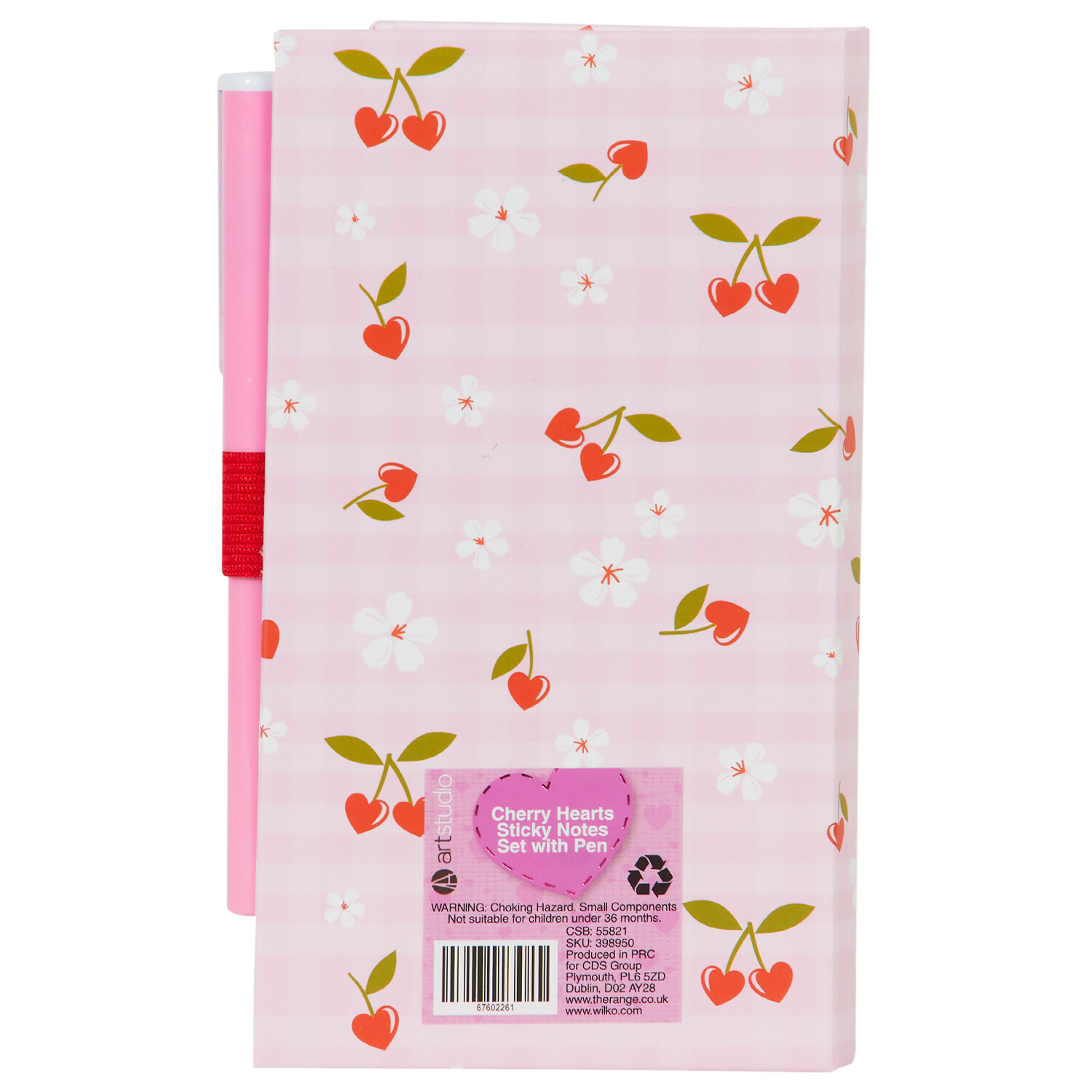 Cherry Hearts Sticky Notes Set with Pen - Pink Image 3