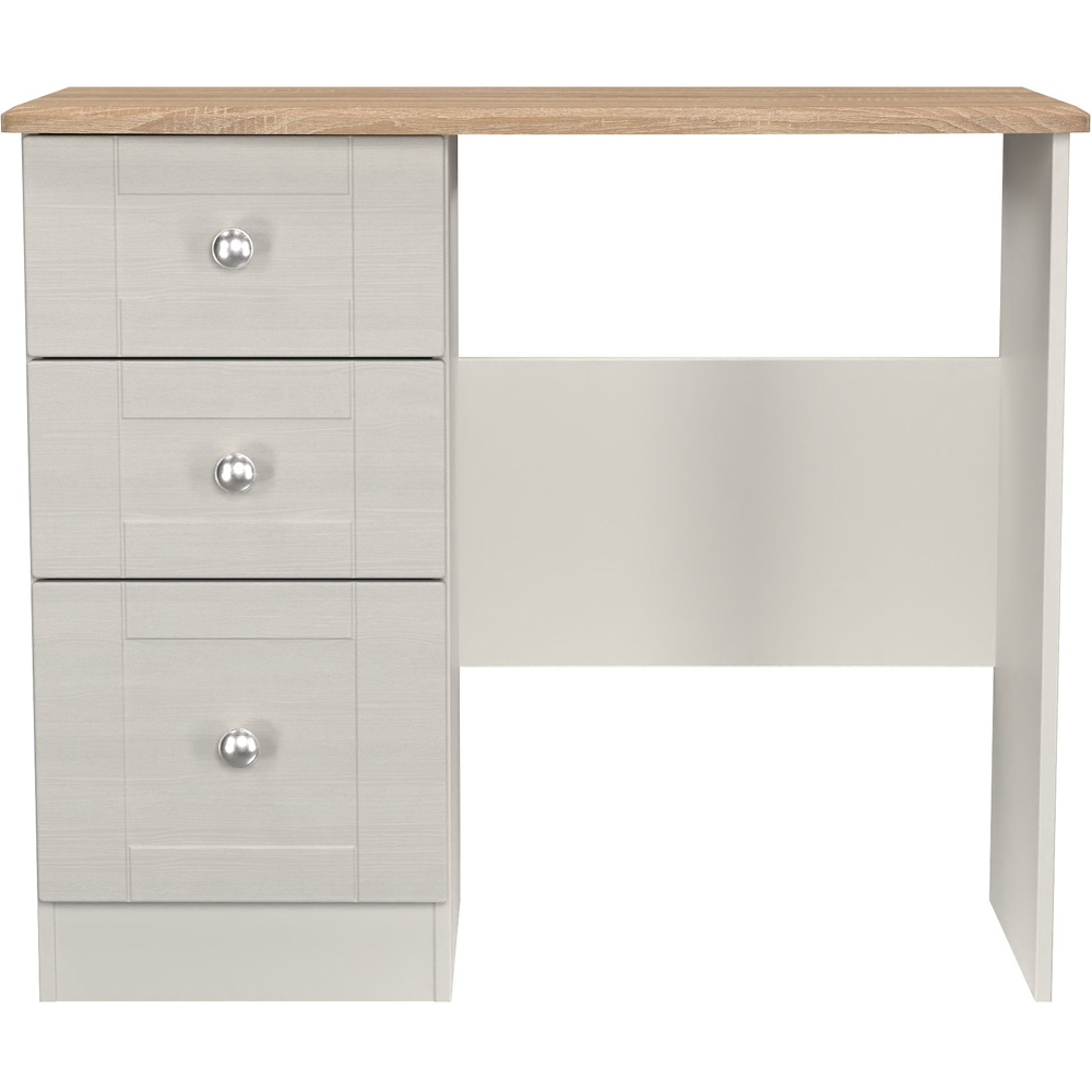 Crowndale Sussex 3 Drawer Grey Ash and Bardolino Oak Vanity Dressing Table Ready Assembled Image 2