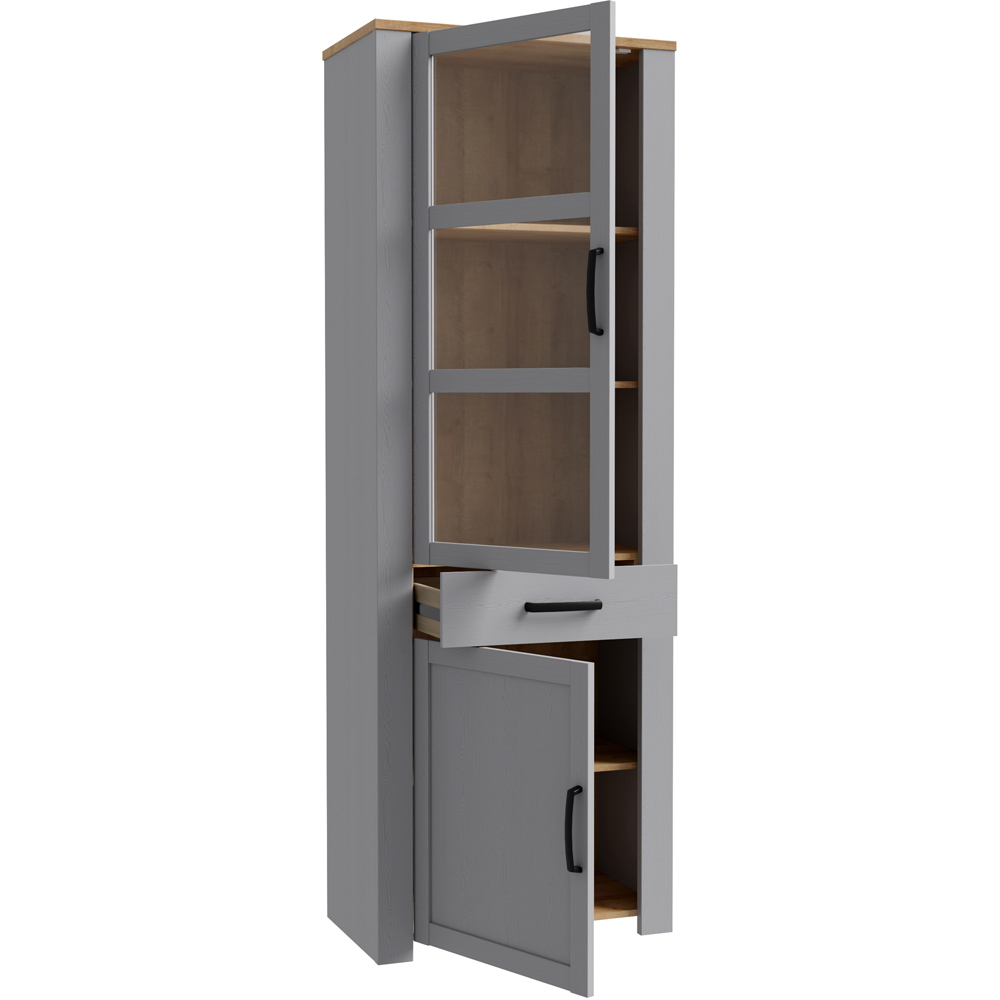 Florence Bohol 2 Door Single Drawer Grey Riviera Oak Narrow Cabinet Image 4