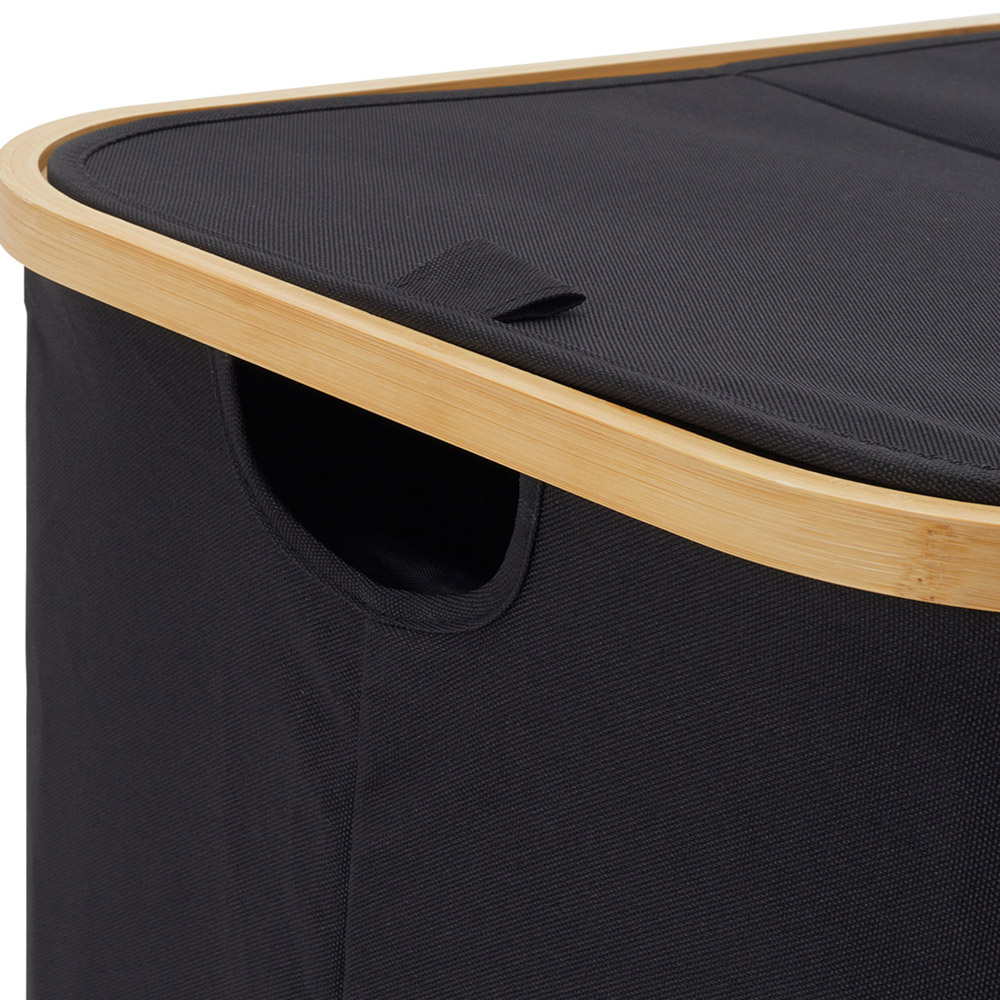 Living and Home 2 Compartment Black Laundry Basket with Lid 150L Image 5