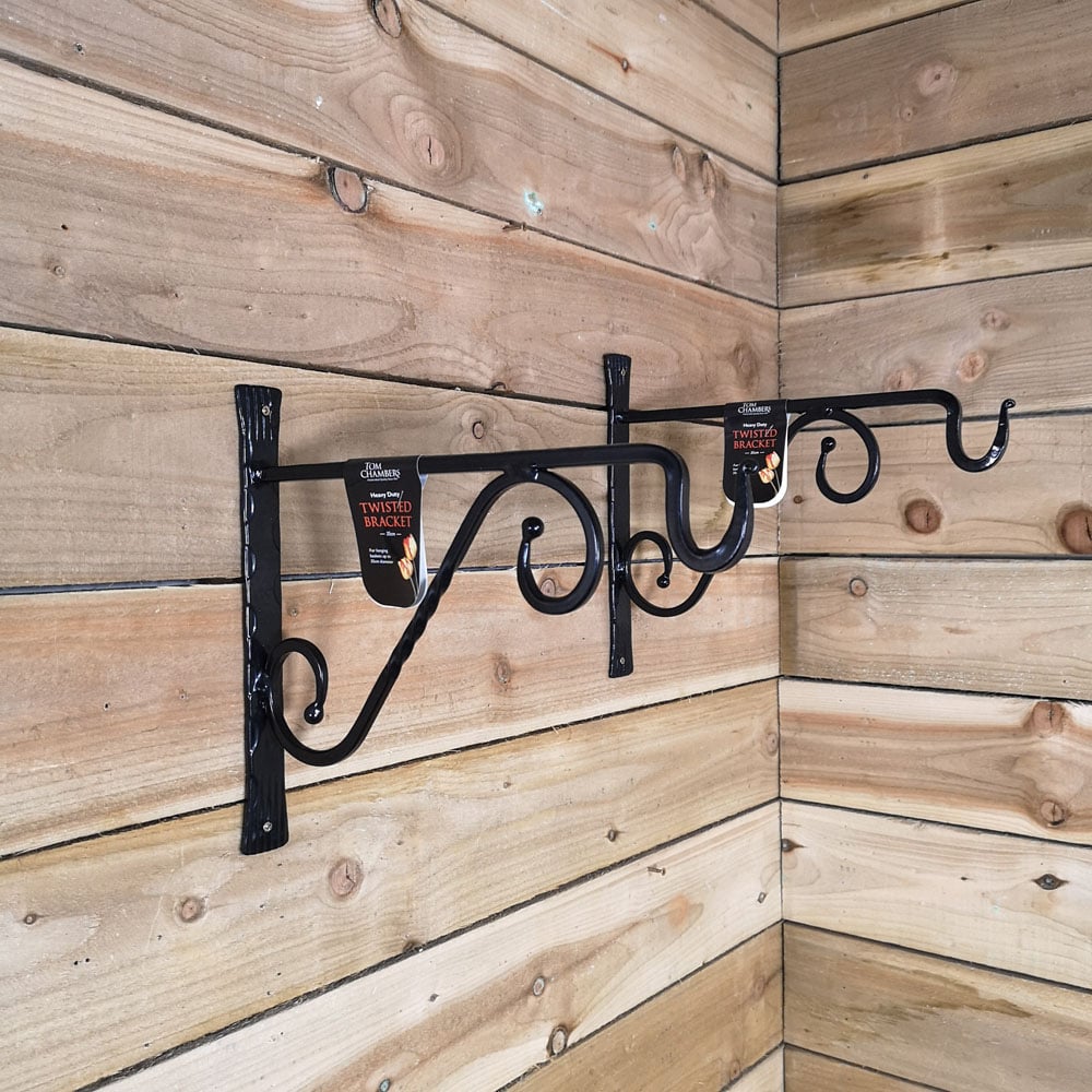 Samuel Alexander Heavy Duty Metal 35cm Black Twisted Wall Bracket 2 Pack Image 2