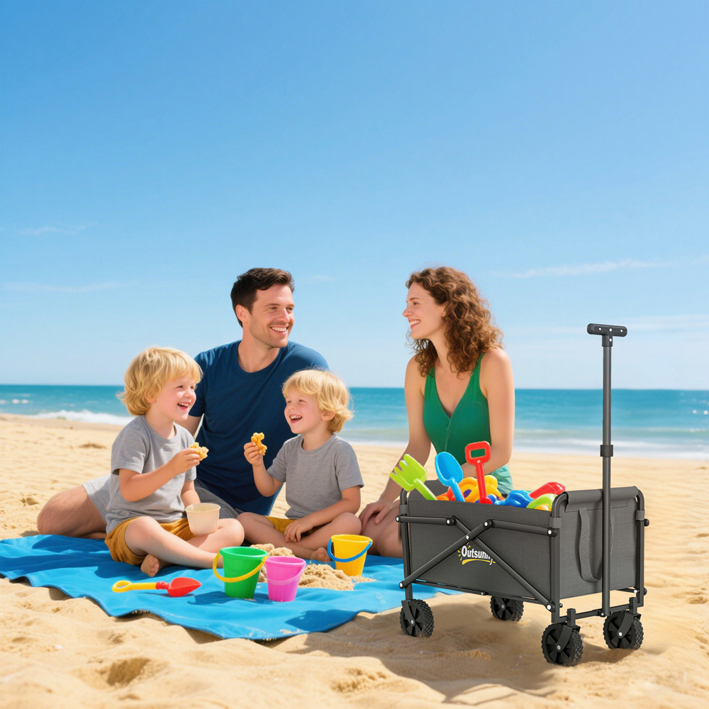 Outsunny 41L Grey Heavy Duty Folding Garden Trolley Image 3