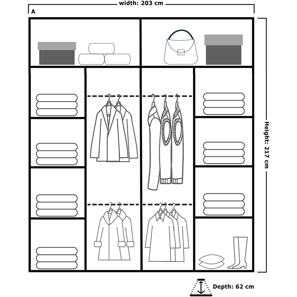 M N Furniture Venece 2 Door Black Mirrored Sliding Wardrobe 203cm Image 5