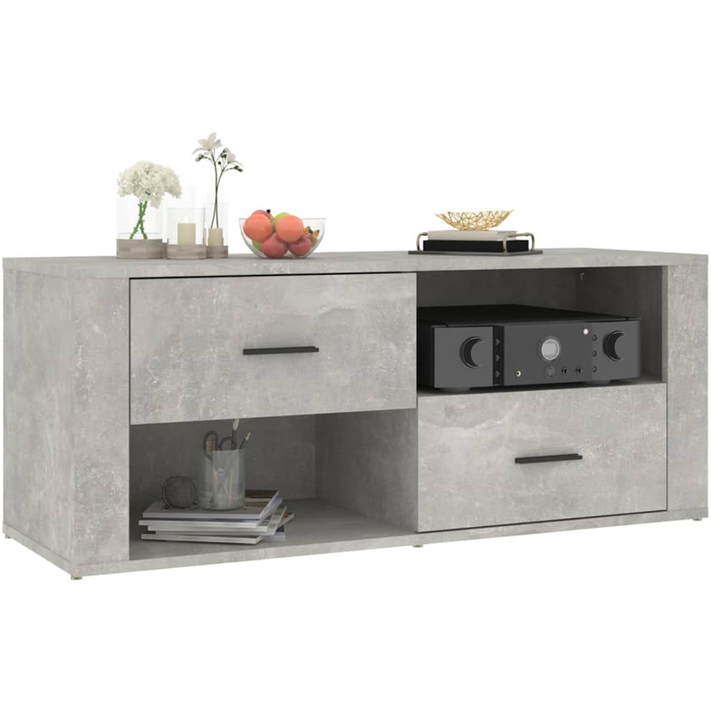 vidaXL 2 Drawer 2 Shelf Concrete Grey TV Cabinet Image 3