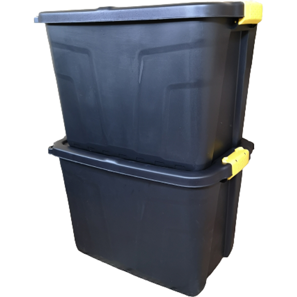 Samuel Alexander 60L Black Heavy Duty Lockable Storage Tub 2 Pack Image 1