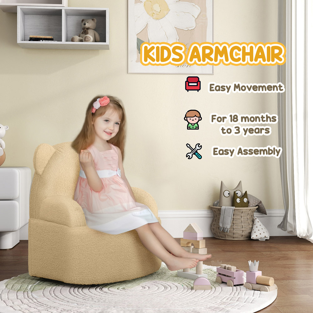 AIYAPLAY Khaki Bear Shaped Kids Armchair Image 7
