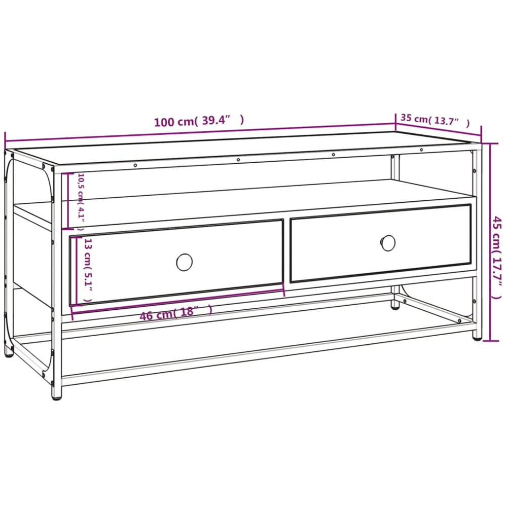vidaXL Single Shelf 2 Drawer Grey Sonoma TV Cabinet Image 9