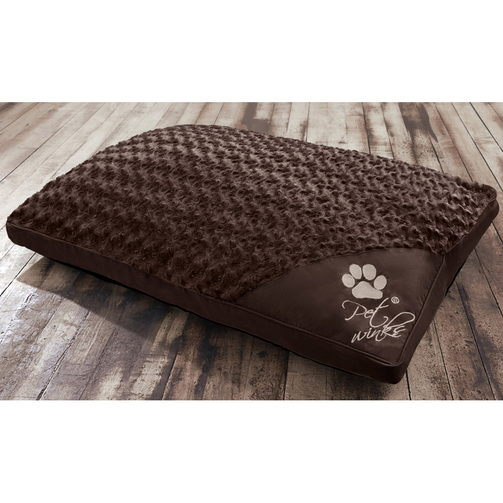 Petwinks Medium Chocolate Soft Textured Plush Posy Pet Bed Image 2