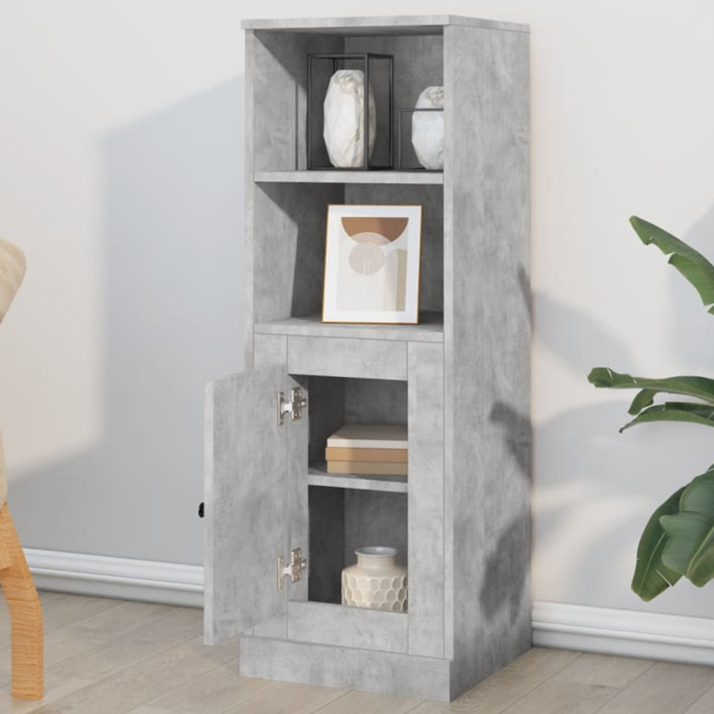 vidaXL Single Door 2 Shelf Concrete Grey Highboard Image 1