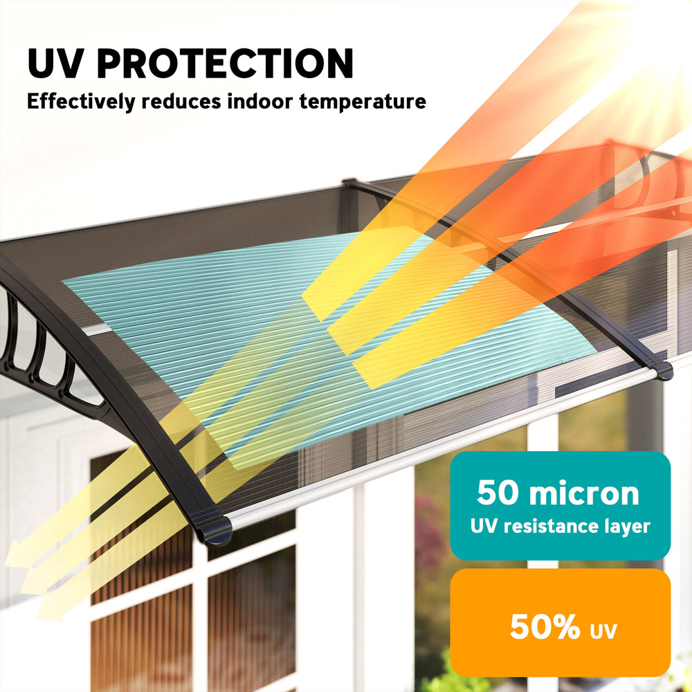 Outsunny Brown Window and Door Canopy Awning 2 x 0.96m Image 5