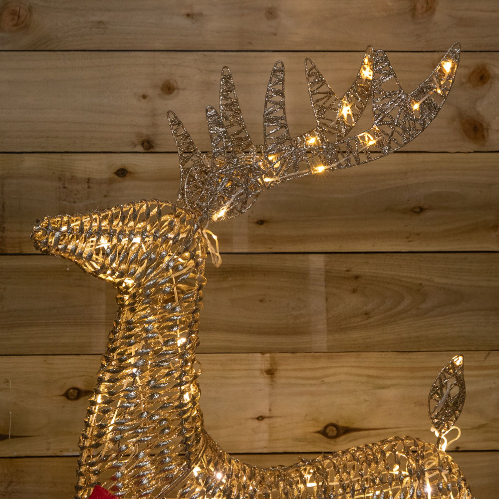 Samuel Alexander Warm White LED Light Up Gold Glitter Twist Reindeer Christmas Decoration 95cm Image 5